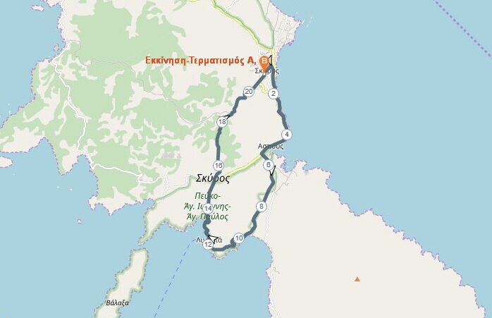 Skyros Halfmarathon Map