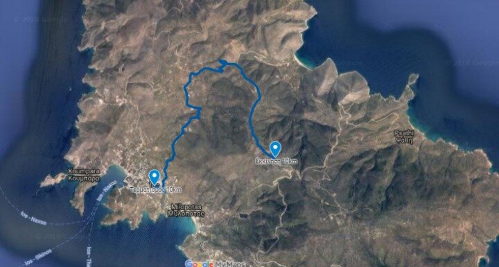 Omirios Half Marathon Ios 10km map