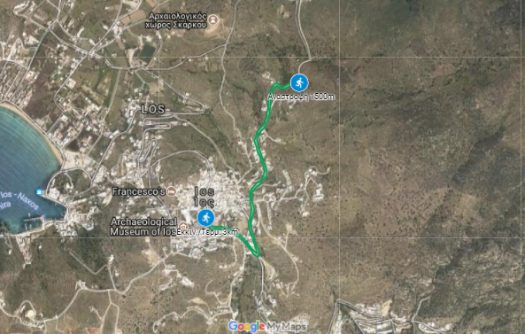 Omirios Half Marathon Ios 3km map